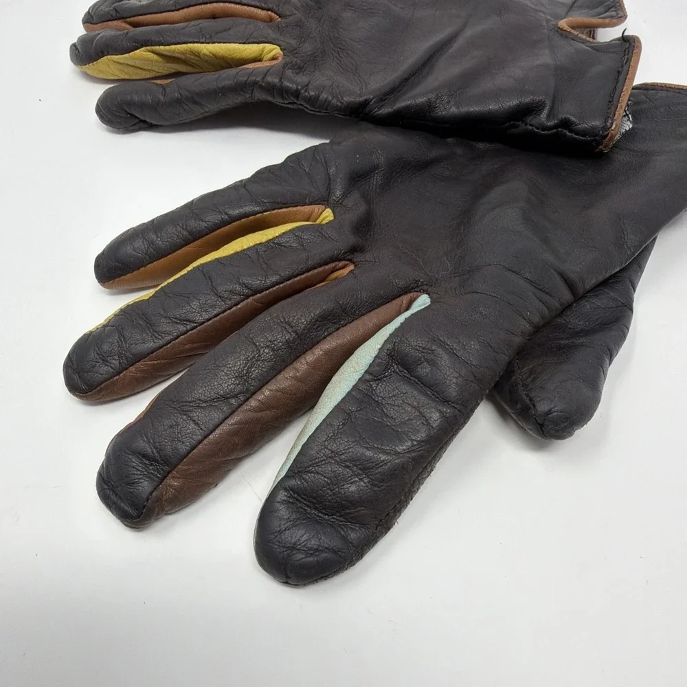Vintage Multicolored Leather Driving Gloves  - MYWALLIT Made In Amsterdam Sz 7.5